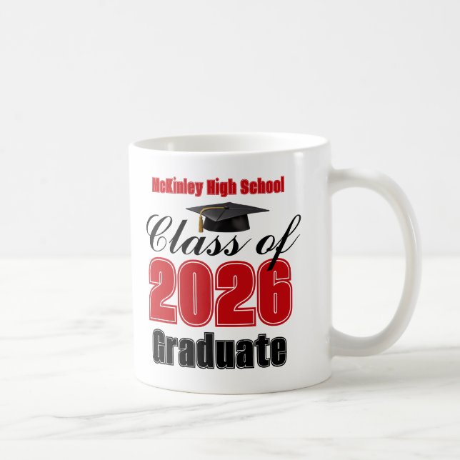Caneca De Café Red Class of 2026 Graduation Keepsake (Direita)