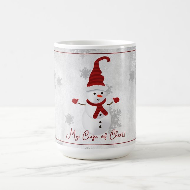 Caneca De Café Red Cute Snowman Holiday Mug (Centro)