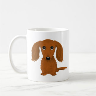Caneca De Café Red Dachshund de Cabelos longos | Cachorro-esmalte
