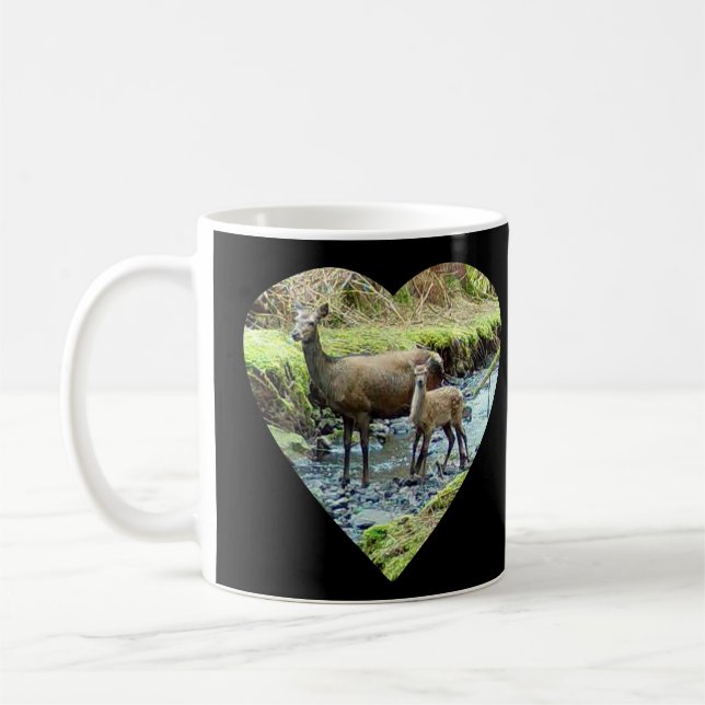 Caneca De Café Red Deer Doe e Baby Deer Mug (Esquerda)