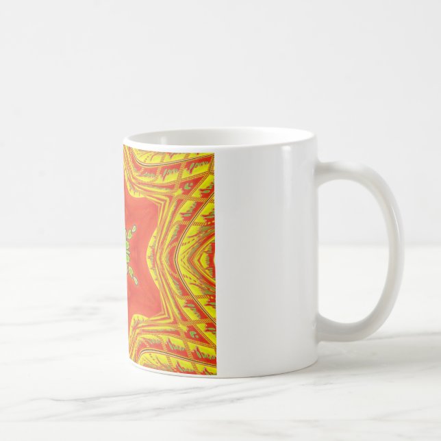Caneca De Café Red Dourada Mandala Art Impressão (Direita)