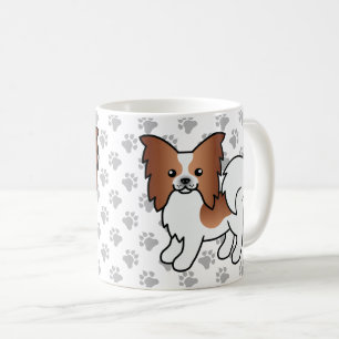 Caneca De Café Red E White Papillon Cartoon Cão e Patas