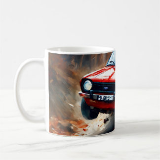 Caneca De Café Red Fiesta Rally Car: Correndo através do Palco