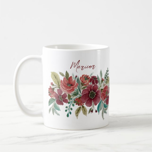 Caneca De Café Red Floral Coffee Mug (Esquerda)