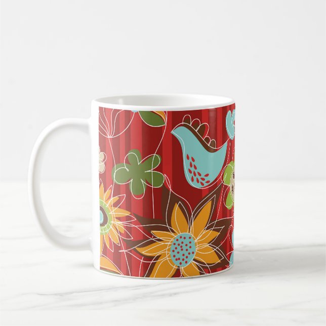 Caneca De Café Red Floral Garden Mug (Esquerda)