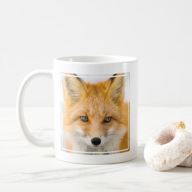 Caneca De Café Red Fox Portrait (Com Donut)