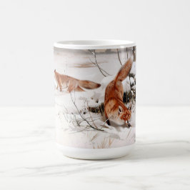 Caneca De Café Red Foxes in the Winter Snow (by Wilhelm Kuhnert)