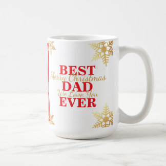 Caneca De Café Red Gold Merry Christmas Best Dad Ever Photo