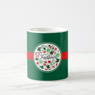 Caneca De Café Red Green Felry Wreath de Natal