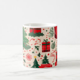 Caneca De Café Red Green Festive Christmas Pattern Coffee Mug 
