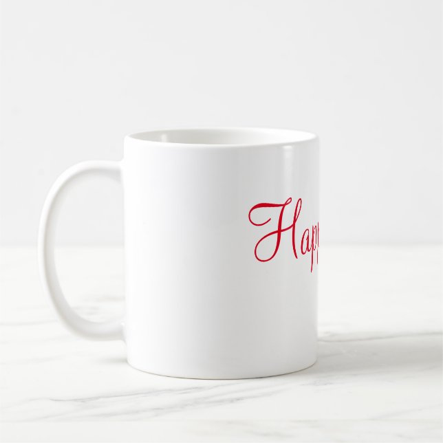 Caneca De Café Red Happy vibe simples caligrafia mínima (Esquerda)