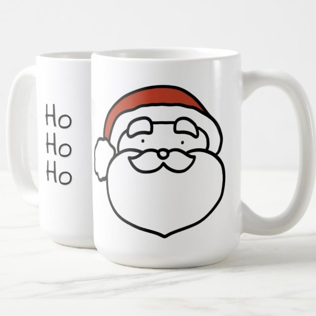 Caneca De Café Red Hat Christmas Santa Drawing with and HoHoHo (Cheer in the Christmas season with this simple line drawing Santa with red hat and HoHo Ho mug!)