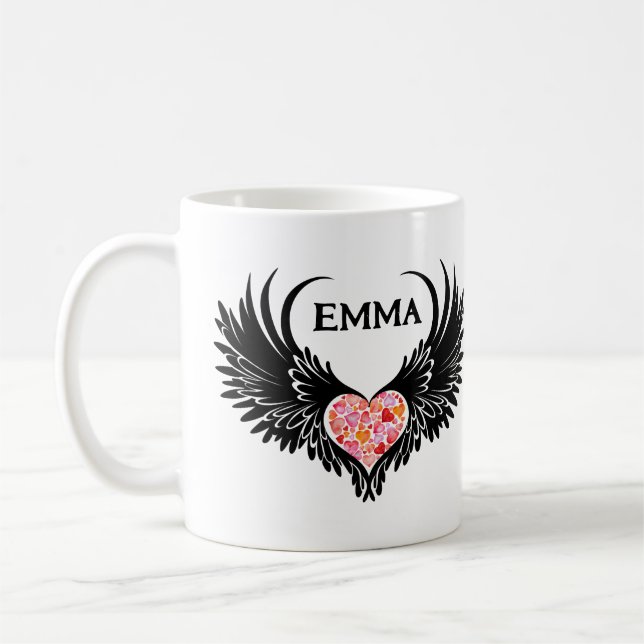 Caneca De Café Red heart angel black wings (Esquerda)