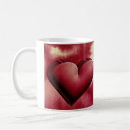 Caneca De Café Red Heart Romantic 3d Watercolor Mug