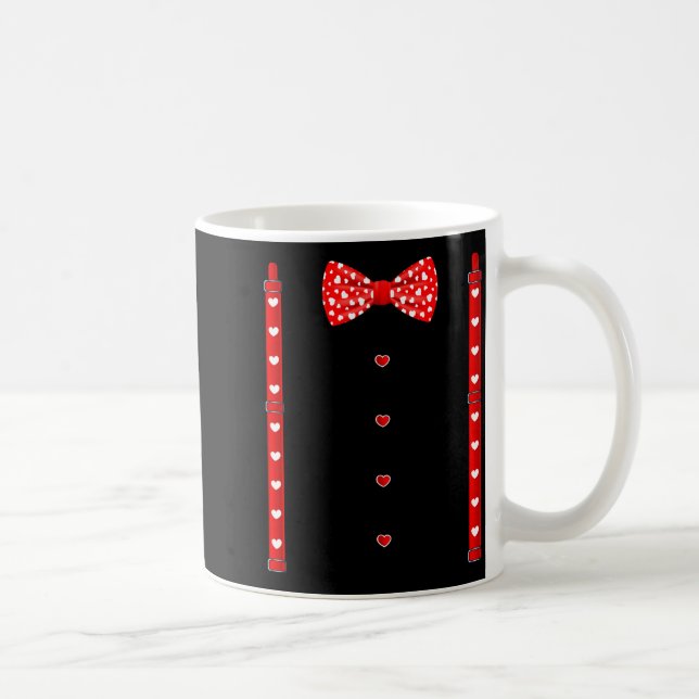 Caneca De Café Red Hearts Bow Tie Suspenders Valentines Day Costu (Direita)