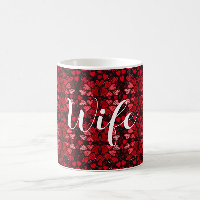 Caneca De Café Red Hearts Wife Love Personalised Coffee Mug (Centro)