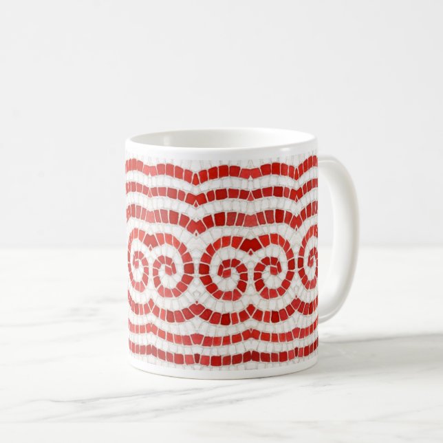Caneca De Café Red IONIC MOSAIC White Mug (Frente Esquerda)