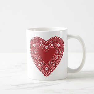 Caneca De Café Red Lace Heart