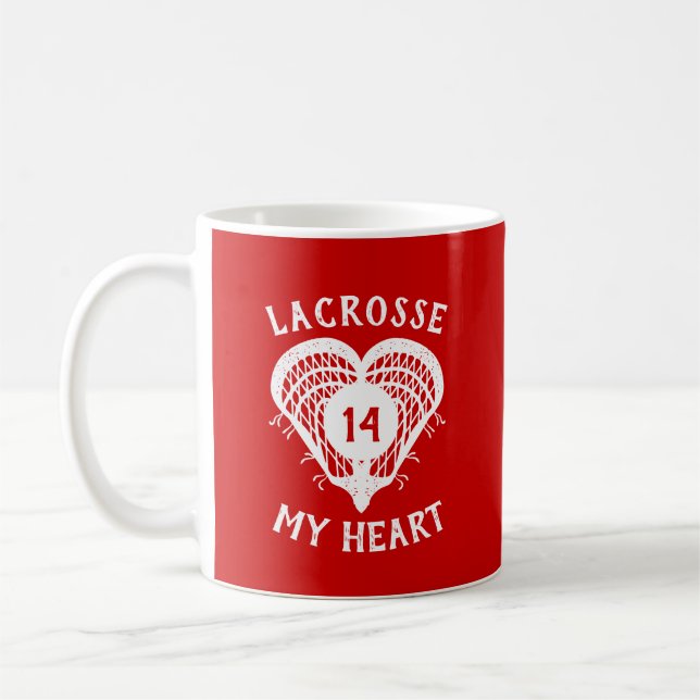 Caneca De Café Red Lacrosse My Heart (Esquerda)