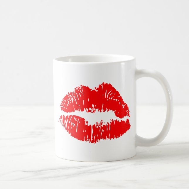 Caneca De Café Red Lipstick Kiss Mark (Direita)