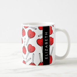 Caneca De Café Red Lollipops, Heart Lollipops, Lolly, Your Name