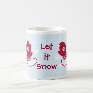 Caneca De Café Red Mittens - Deixe nevar