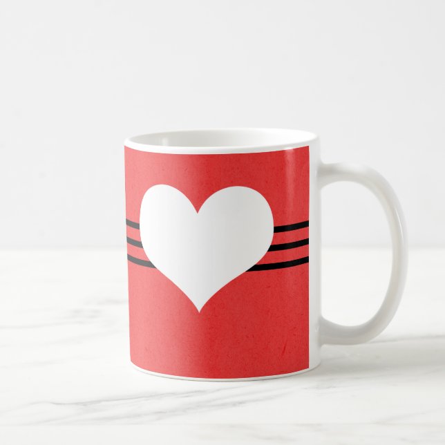 Caneca De Café Red Modern Heart Mug (Direita)