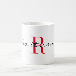 Caneca De Café Red Monogram Initial 'do it now' Design 11oz