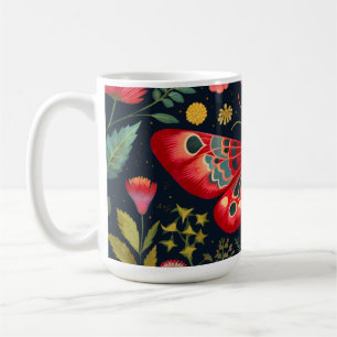 Caneca De Café Red Moth No Jardim Noturno