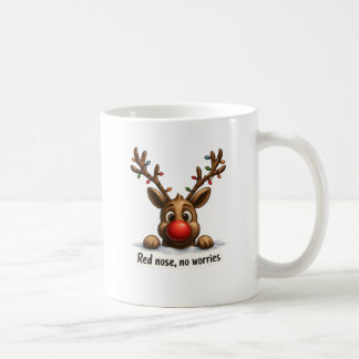 Caneca De Café 🦌 Red Nose, Full Cup – Holiday Mug Magic ☕✨