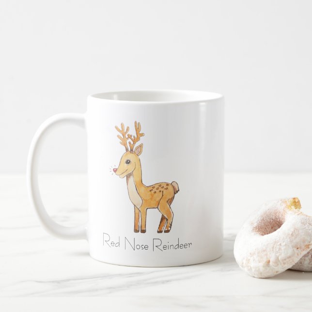 Caneca De Café Red Nose Reindeer  (Com Donut)