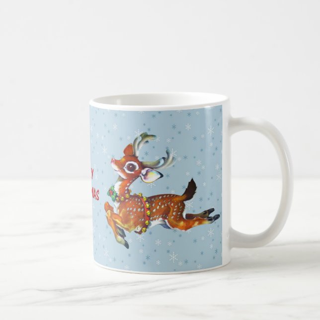 Caneca De Café Red Nose Reindeer Vintage Art (Direita)