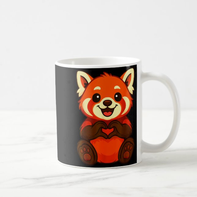 Caneca De Café Red Panda Doing Heart With Hands Valentines Day  (Direita)