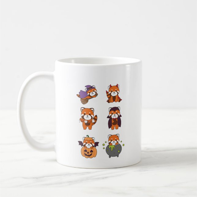 Caneca De Café Red Panda Halloween Devil Pumpkin Vampire Costume (Esquerda)