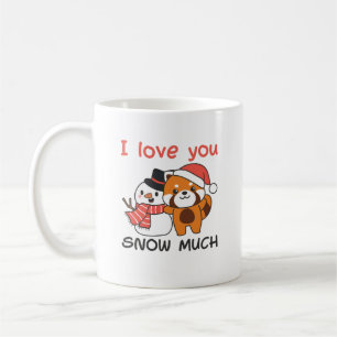 Caneca De Café Red Panda I Love You Snow Muita Neve Pun