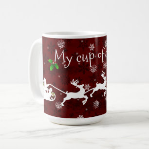 Caneca De Café Red Papai noel Sleigh e Reindeer Coffee Mug