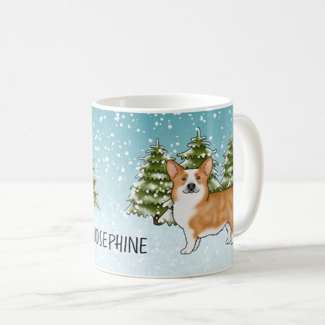 Caneca De Café Red Pembroke Welsh Corgi Natal (Frente Esquerda)