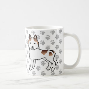 Caneca De Café Red Piebald Siberian Husky Cartoon Dog & Paws