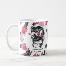 Caneca De Café Red Pink Nail Tech Life Mug Personalizado