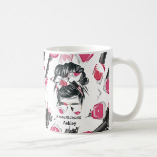 Caneca De Café Red Pink Nail Tech Life Mug Personalizado