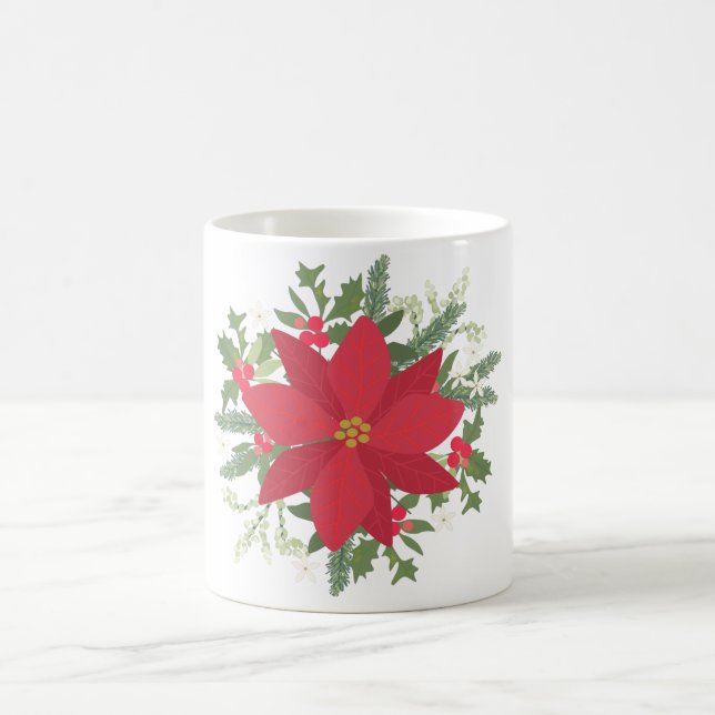 Caneca De Café Red Poinsettia Floral Natal (Centro)