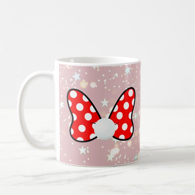 Caneca De Café Red polka dots vibrant Ribbon (Esquerda)