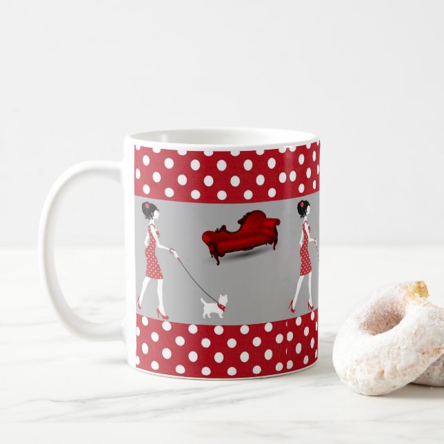 Caneca De Café Red Polkadot Mug (Com Donut)