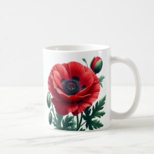 Caneca De Café Red Poppy Floral