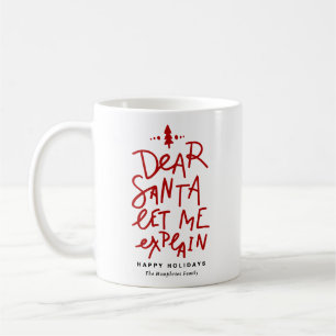 Caneca De Café Red Queridos Papais noeis Deixe-me explicar o Nata