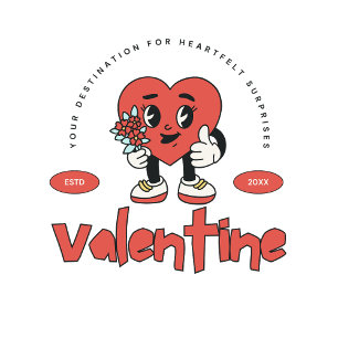 Caneca De Café Red Retro Cute Heart Character Valentine Day