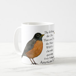 Caneca De Café Red Robin Bird White Coffee Mug