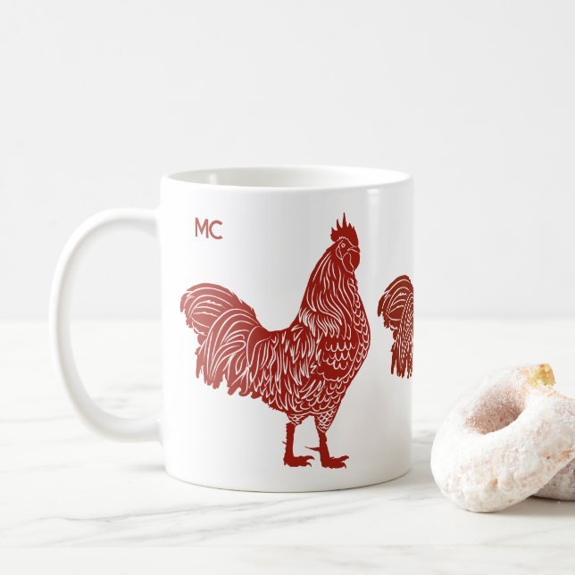 Caneca De Café Red Roosters Trio Mug (Com Donut)