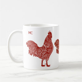 Caneca De Café Red Roosters Trio Mug