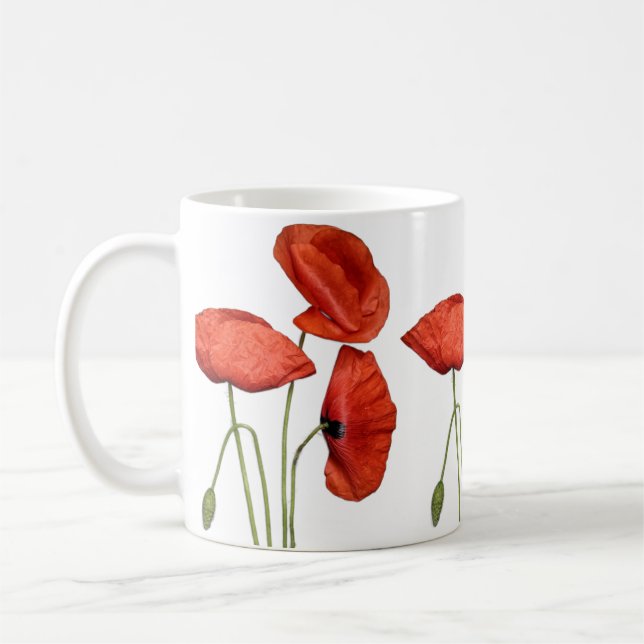 Caneca De Café „Red Rose Mug – Elegant Floral Coffee Cup“ (Esquerda)